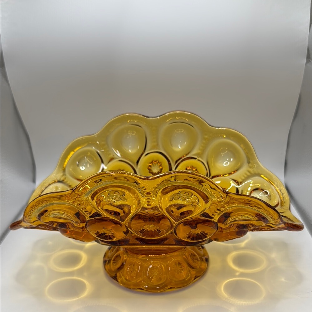 LE Smith Moon and Stars Glass Centerpiece Footed Banana Bowl 9”